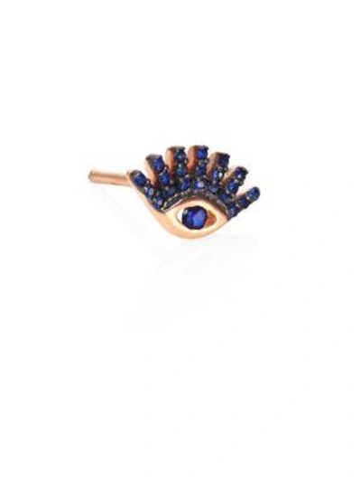 Shop Kismet By Milka Evil Eye Blue Sapphire & 14k Rose Gold Single Stud Earring
