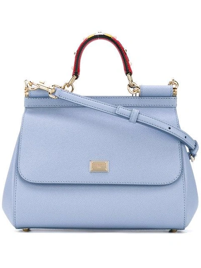 Dolce & Gabbana Sicily Medium Leather Shoulder Bag In Blue
