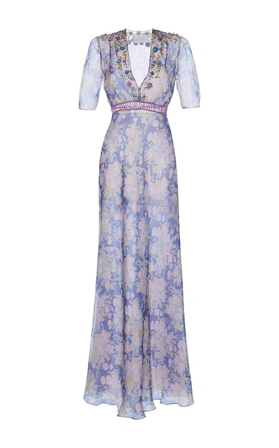 Luisa Beccaria Organdy Printed Silk Gown