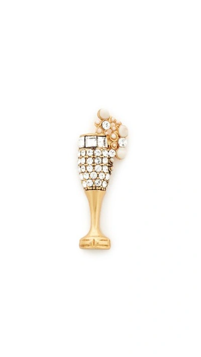 Marc Jacobs Champagne Flute Pin In Antique Gold