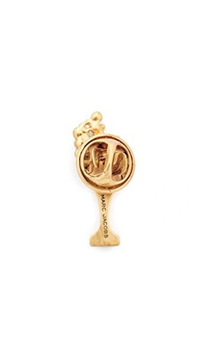 Shop Marc Jacobs Champagne Flute Pin In Antique Gold
