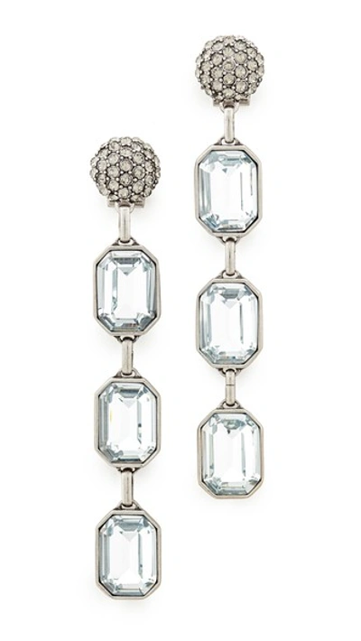 Marc Jacobs Stone Dangle Earrings In Crystal/antique Silver