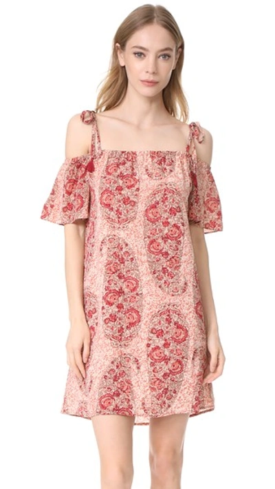 Madewell Silk Cold Shoulder Dress In Dusty Blush