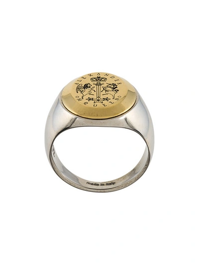 Alexander Mcqueen Gold And Silver Metallic Signet Ring