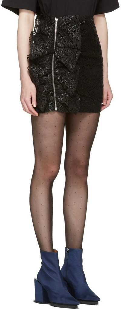 Shop Msgm Black Lace Ruffle Miniskirt In 99 Black