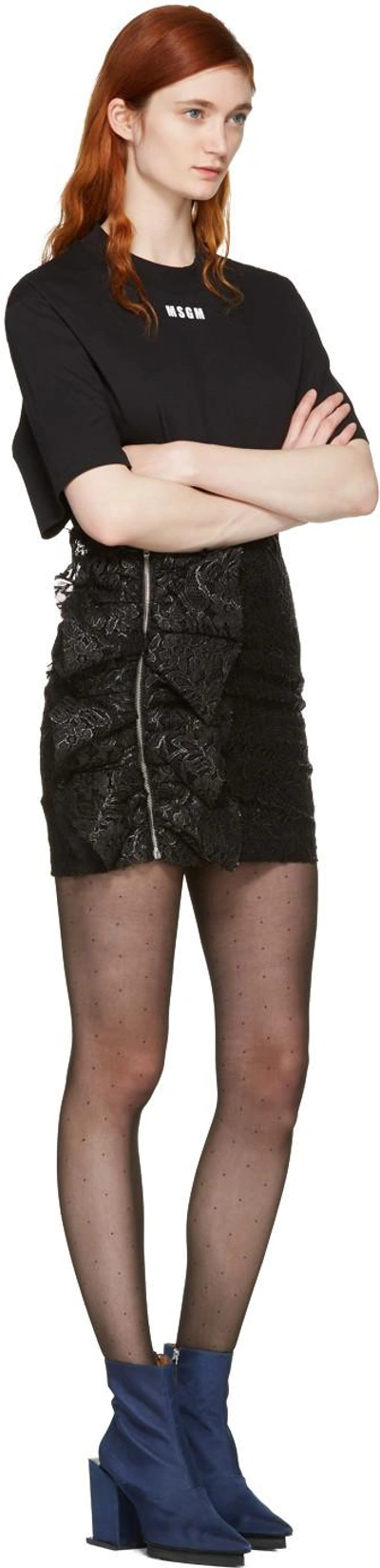 Shop Msgm Black Lace Ruffle Miniskirt In 99 Black