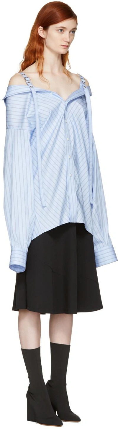Shop Ambush Blue Striped Off-the-shoulder Shirt