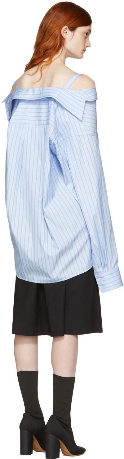 Shop Ambush Blue Striped Off-the-shoulder Shirt