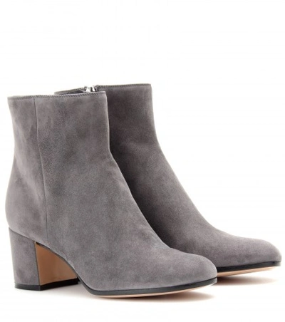 Gianvito Rossi Margaux Mid Suede Ankle Boots In Grey