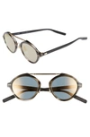 Dior Men's Systems Mirrored Brow Bar Round Sunglasses, 49mm In Havana Matter Black/ Grey