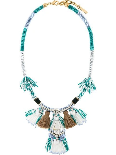Shop Radà Tassel Fringed Necklace In Blue ,white
