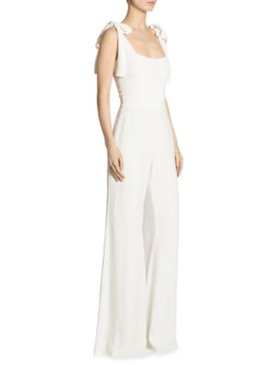 Alexis Lincoln Bow-detail Microdot Jumpsuit In White