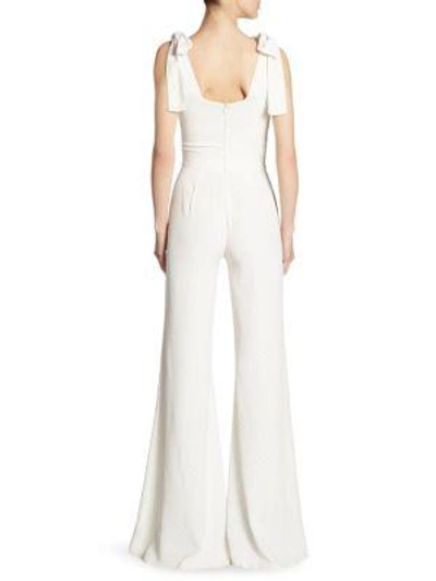 Shop Alexis Lincoln Bow-detail Microdot Jumpsuit In White
