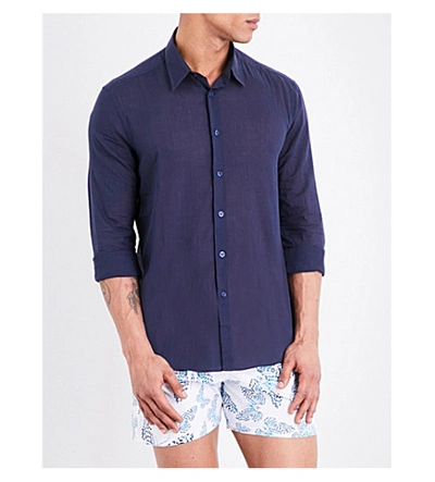 Shop Vilebrequin Caracal Cotton-voile Shirt In Navy
