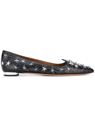 Shop Aquazzura Cosmic Star Ballerinas In Black