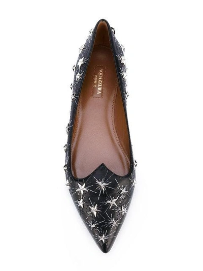 Shop Aquazzura Cosmic Star Ballerinas In Black