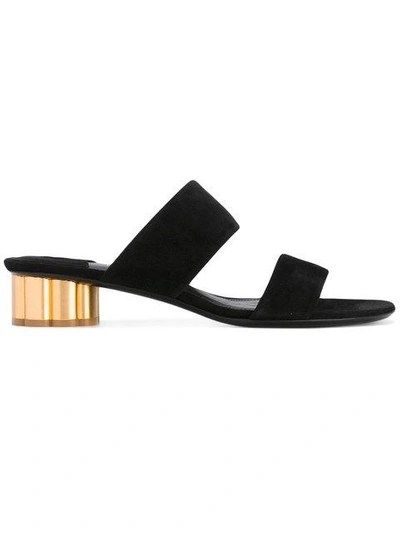 Shop Ferragamo Flower Heel Sandals In Black