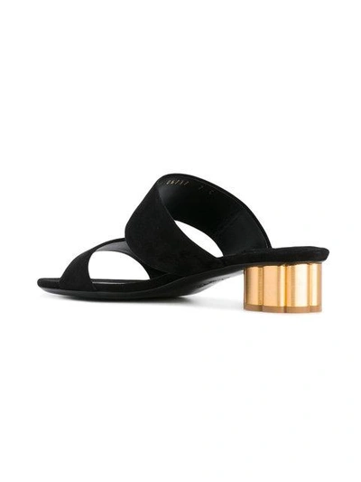 Shop Ferragamo Flower Heel Sandals In Black