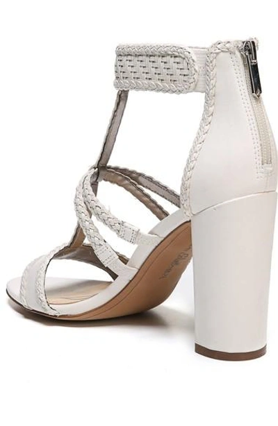 Shop Sam Edelman Yordana Woven T-strap Sandal In Bright White Weave Leather