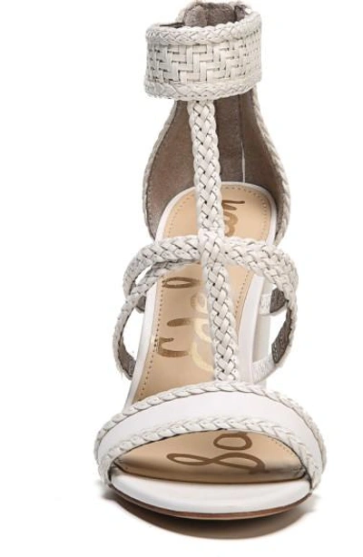 Shop Sam Edelman Yordana Woven T-strap Sandal In Bright White Weave Leather