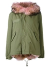 Mr & Mrs Italy Short Pink Fur Lined Parka In C4026
