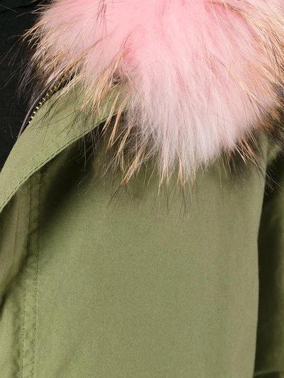 Shop Mr & Mrs Italy Short Pink Fur Lined Parka In C4026