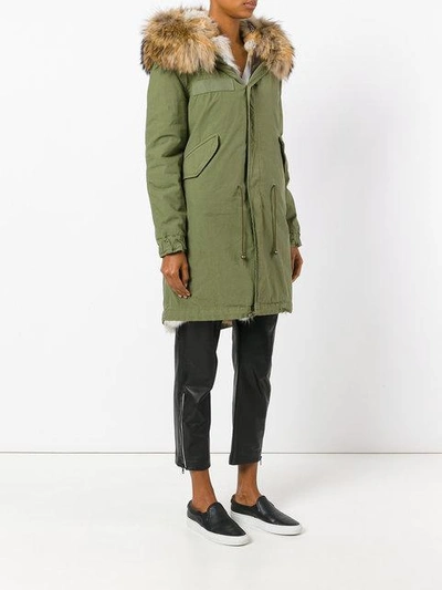 Shop Mr & Mrs Italy Trimmed Hood Mid Parka In Green