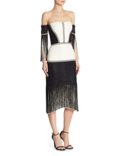 Shop Alexis Antoinette Off-the-shoulder Dress In Black White