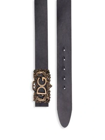 Shop Dolce & Gabbana Leather Logo Belt In Black