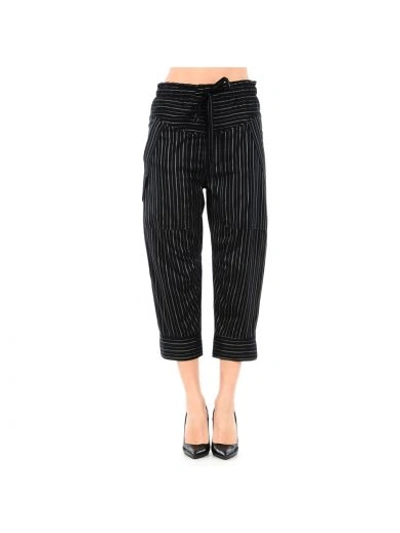 Shop Isabel Marant "shantel" Striped Cropped Pants" In Black