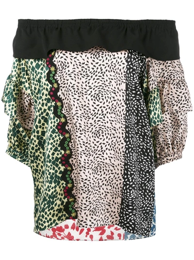 Shop Sonia Rykiel Multi-print Off-shoulders Blouse