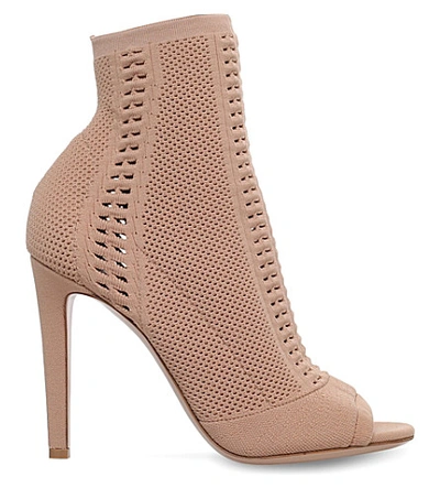 Shop Gianvito Rossi Vires Perforated Ankle Boots In Nude