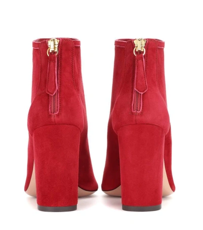 Shop Aquazzura Downtown 85 Suede Boots In Spice Red