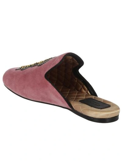 Shop Gucci Snake Appliquã© Evening Slippers In Pink