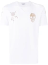 Alexander Mcqueen Skull And Rose-print Cotton T-shirt In Bianco