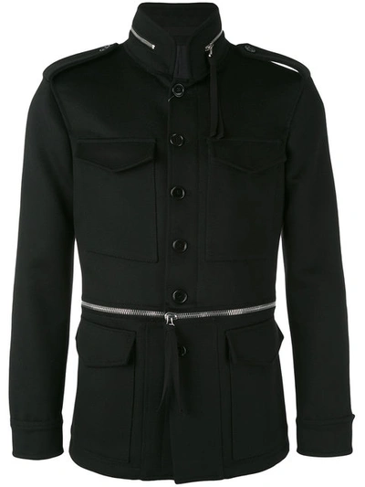 Alexander Mcqueen Wool & Cashmere Field Jacket W/ Zips In Black