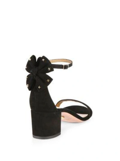 Shop Aquazzura Siena Bow Suede Ankle-strap Sandals In Black