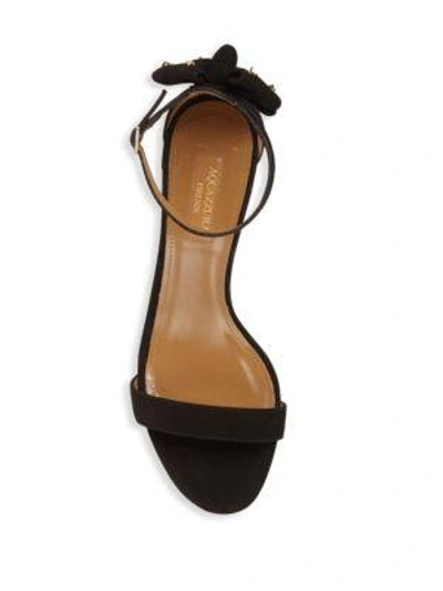 Shop Aquazzura Siena Bow Suede Ankle-strap Sandals In Black