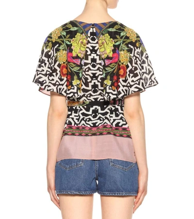 Shop Etro Printed Silk Top In Multicoloured