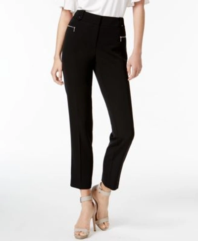 Shop Calvin Klein Zipper-trim Straight-leg Pants In Black