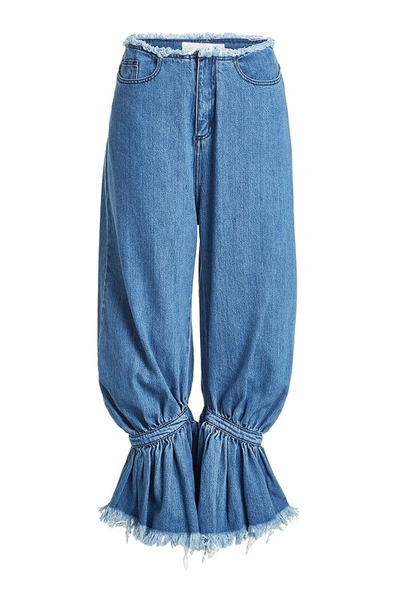 Marques' Almeida Oversized Denim Pants With Ankle Cuffs In Blue