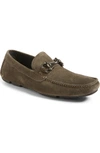 Ferragamo Double Gancini Bit Suede Loafers In Fango Suede