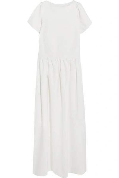 Shop Halfpenny London Stella Drop-waist Crepe De Chine Gown In White