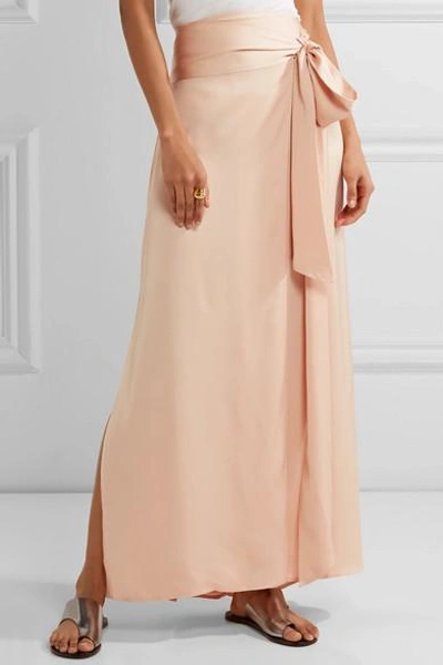 Shop Elizabeth And James Almeria Satin Wrap Maxi Skirt In Peach