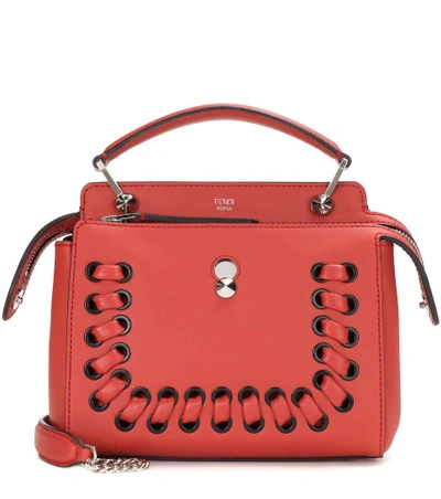 Shop Fendi Dotcom Leather Shoulder Bag In Red