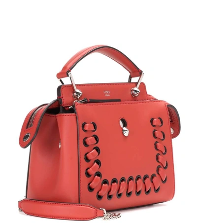 Shop Fendi Dotcom Leather Shoulder Bag In Red