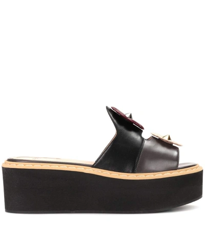Shop Fendi Embellished Platform Sandals In Black