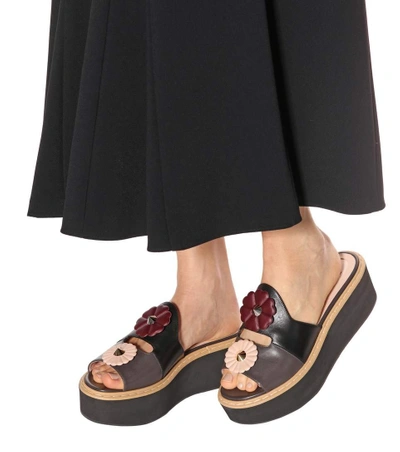 Shop Fendi Embellished Platform Sandals In Black
