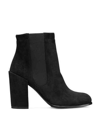 Stuart Weitzman Sidemover Suede Chelsea Block Heel Booties In Black Suede