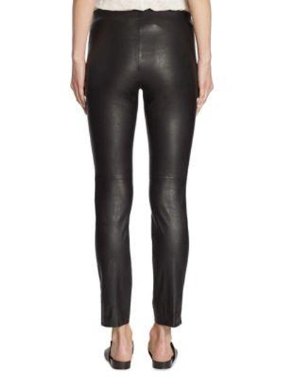 Shop Vince Split-hem Leather Pants In Black